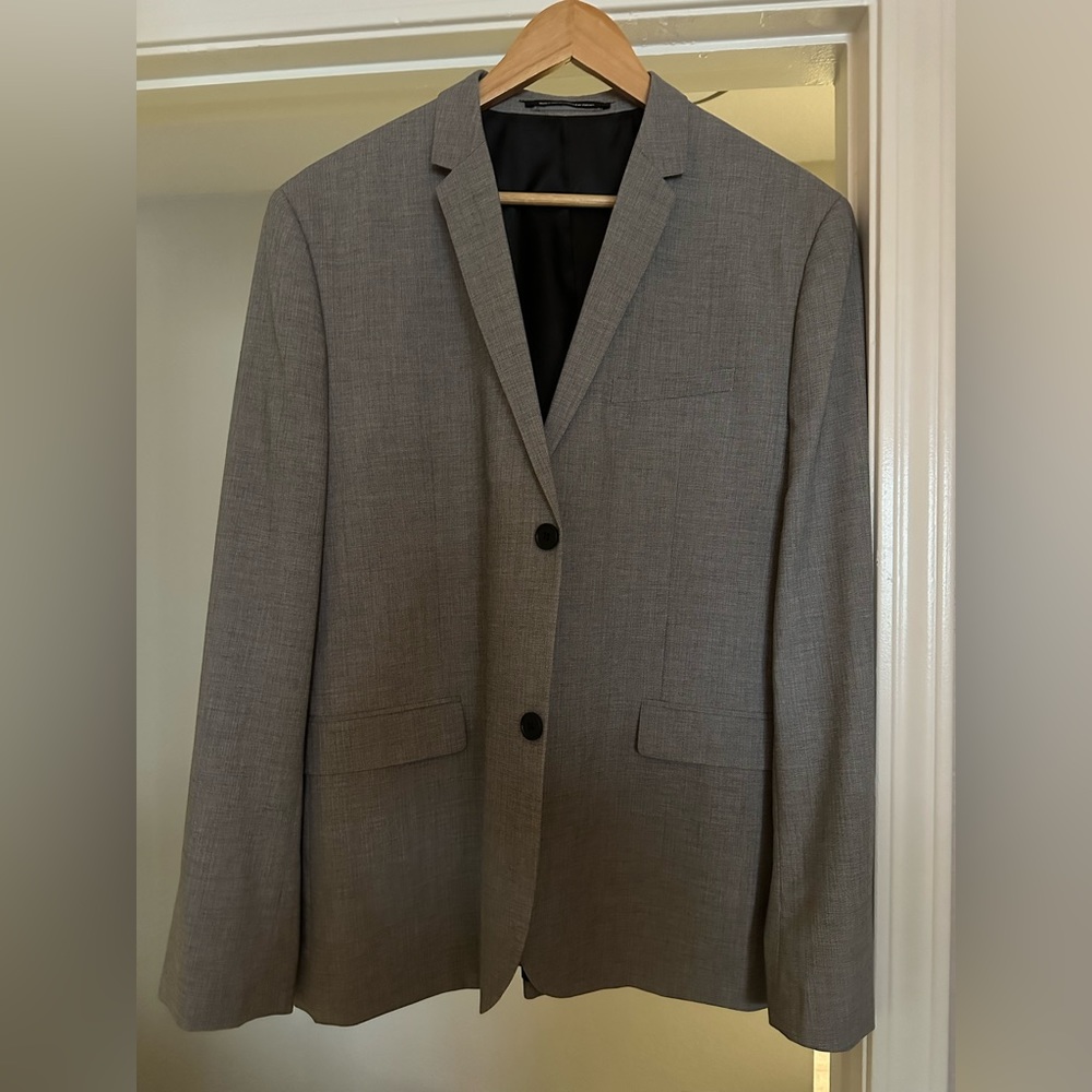 Mens H&M Skinny Fit Suit Jacket/Blazer Gray Size 46R